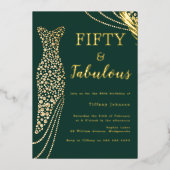 Invitation En Aluminium Cinquante et fabuleuse robe d'or Emerald 50e anniv (Recto)