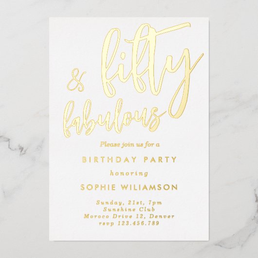 Invitation En Aluminium Cinquante et fabuleux anniversaire d'or déjoué (Recto)