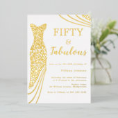 Invitation En Aluminium Cinquante et fabuleux ! Robe à huile d'or 50e anni (Debout devant)