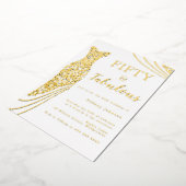 Invitation En Aluminium Cinquante et fabuleux ! Robe à huile d'or 50e anni (Rotation)