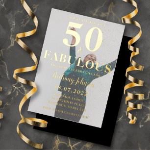Invitation En Aluminium Cinquante & Fantastique Photo 50e Anniversaire