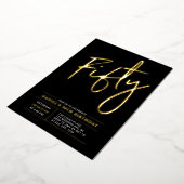 Invitation En Aluminium Cinquante | Fête d'anniversaire Gold & Black moder (Rotation)
