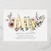 Invitation En Aluminium Cinquante fleurs - 50e anniversaire - Or (Recto)