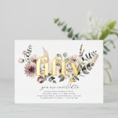 Invitation En Aluminium Cinquante fleurs - 50e anniversaire - Or (Debout devant)