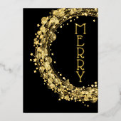 Invitation En Aluminium Circles and Stars on Black Christmas Gold (Recto)