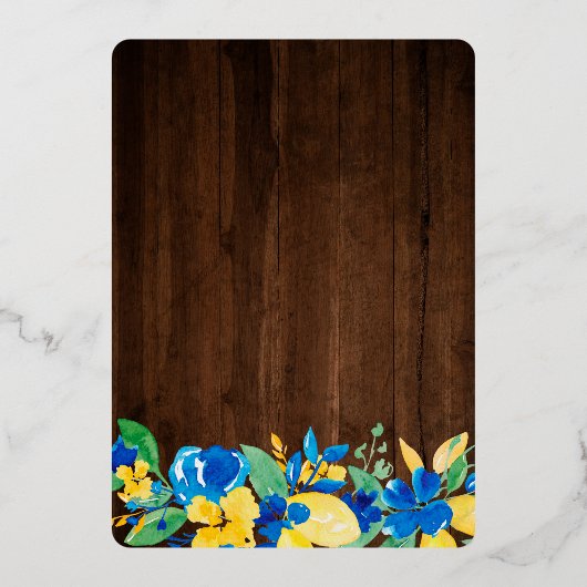 Invitation En Aluminium Citron bleu floral script douche nuptiale (Verso)