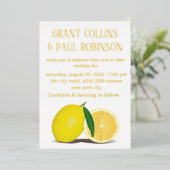 Invitation En Aluminium Citron frais, nature et or (Debout devant)