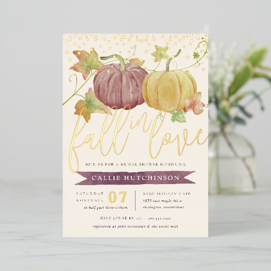 Invitation En Aluminium Citrouille automne | Fête des mariées d'automne (Debout devant)