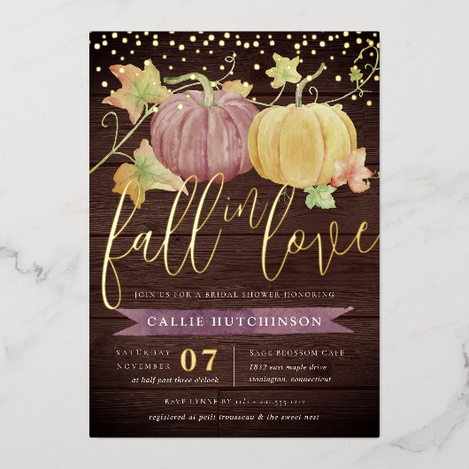 Invitation En Aluminium Citrouille automne | Fête des mariées d'automne (Recto)