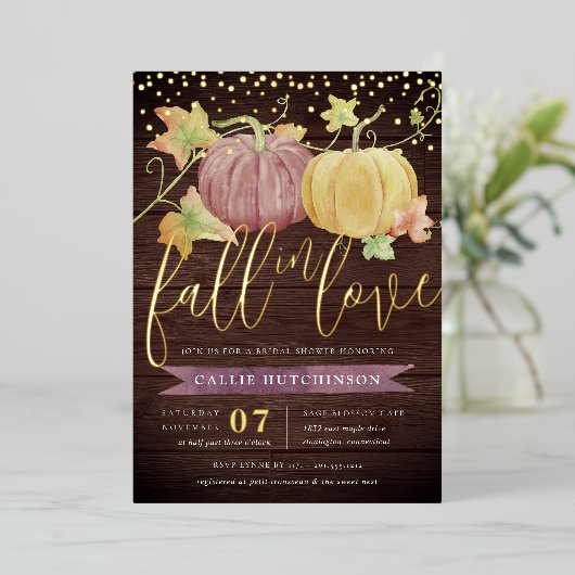Invitation En Aluminium Citrouille automne | Fête des mariées d'automne (Debout devant)