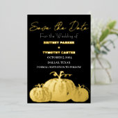 Invitation En Aluminium Citrouille Black Rustic Photo QR Code Mariage (Debout devant)