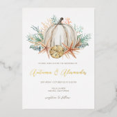 Invitation En Aluminium Citrouille d'automne côtier et Mariage de coquille (Recto)