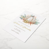 Invitation En Aluminium Citrouille d'automne côtier et Mariage de coquille (Rotation)