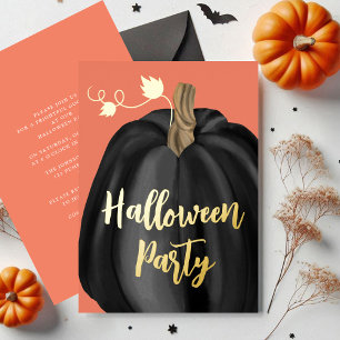 Invitation En Aluminium Citrouille de fête Halloween de script doré orange