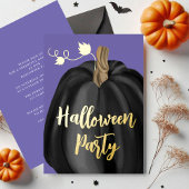 Invitation En Aluminium Citrouille d'Halloween Purple Gold Script