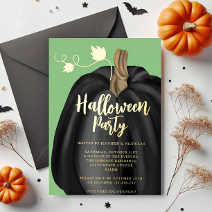 Invitation En Aluminium Citrouille dorée verte mignonne pour fête d'Hallow