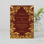 Invitation En Aluminium Citrouille Frame Mariage de automne Bourgogne & Go (Debout devant)