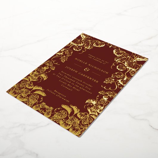 Invitation En Aluminium Citrouille Frame Mariage de automne Bourgogne & Go (Rotation)
