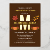 Invitation En Aluminium Citrouille Monogram Bon thanksgiving Amabilité (Recto)