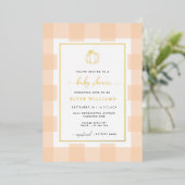 Invitation En Aluminium Citrouille Peach En vichy Baby shower Foil Invitat (Debout devant)