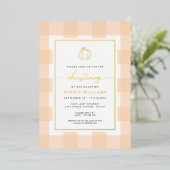 Invitation En Aluminium Citrouille Peach En vichy Christening Foil Invitat (Debout devant)
