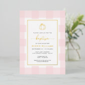 Invitation En Aluminium Citrouille Rose En vichy Baptême Gold Foil Invitat (Debout devant)