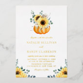 Invitation En Aluminium Citrouille rustique et Mariage de automne tourneso (Recto)