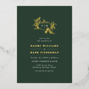 Invitation En Aluminium Citrouille Vines Monogramme Mariage