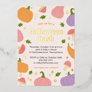 Invitation En Aluminium Citrouilles et champignons fantaisistes d'Hallowee