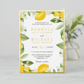 Invitation En Aluminium Citrus Lemon Orchard Photo Mariage Gold (Debout devant)