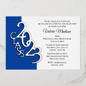 Invitation En Aluminium Classe 2023 Graduation Blue and Silver Foil (Recto)