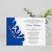 Invitation En Aluminium Classe 2023 Graduation Blue and Silver Foil (Debout devant)
