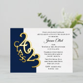 Invitation En Aluminium Classe 2023 Graduation Marine et Or (Debout devant)
