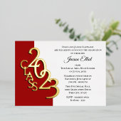 Invitation En Aluminium Classe 2023 Graduation Red and Gold Foil (Debout devant)