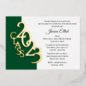 Invitation En Aluminium Classe 2023 Graduation Vert et Or (Recto)
