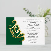 Invitation En Aluminium Classe 2023 Graduation Vert et Or (Debout devant)