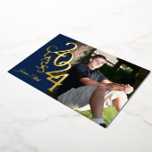 Invitation En Aluminium Classe 2024 Photo Graduation Marine et Or (Rotation)