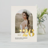 Invitation En Aluminium Classe Boho de 2025 Arch Photo Graduation (Debout devant)