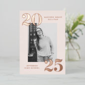 Invitation En Aluminium Classe Bold de 2025 Cream Photo Graduation (Debout devant)