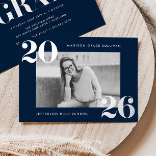 Invitation En Aluminium Classe Bold de 2025 Marine Photo Graduation