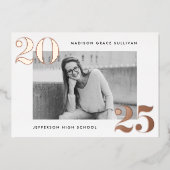 Invitation En Aluminium Classe Bold de 2025 Rose Gold Photo Graduation (Recto)