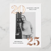 Invitation En Aluminium Classe Bold de 2025 Rose Gold Photo Graduation (Recto)