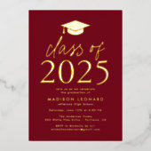Invitation En Aluminium Classe Bourgogne moderne de 2025 Graduation Party (Recto)