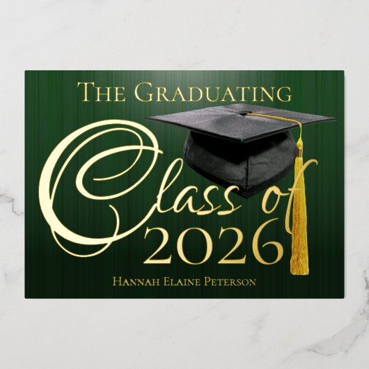 Invitation En Aluminium Classe de 20245 Green Graduation (Recto)