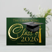 Invitation En Aluminium Classe de 20245 Green Graduation (Debout devant)
