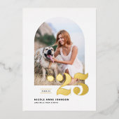 Invitation En Aluminium Classe de 2025 Arch Photo Graduation Gold (Recto)