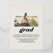 Invitation En Aluminium Classe de 2025 Arch Photo Graduation Gold (Verso)