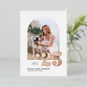 Invitation En Aluminium Classe de 2025 Arch Photo Rose Gold (Debout devant)