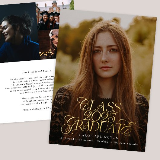 Invitation En Aluminium CLASSE DE 2025 DIPLÔMÉ de fin d'études secondaires