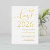 Invitation En Aluminium Classe de 2025 Grad Party White Gold (Debout devant)